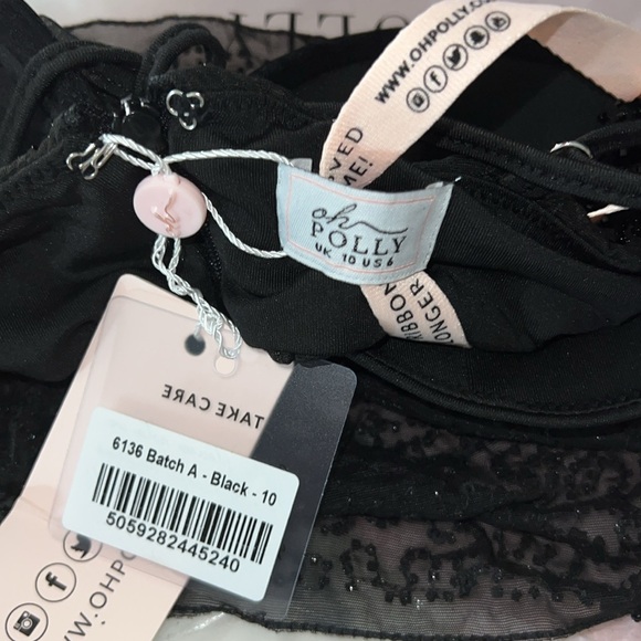 OH POLLY LUCERNE Embellished Long Sleeve Crop Top in Black - Picture 6 of 6